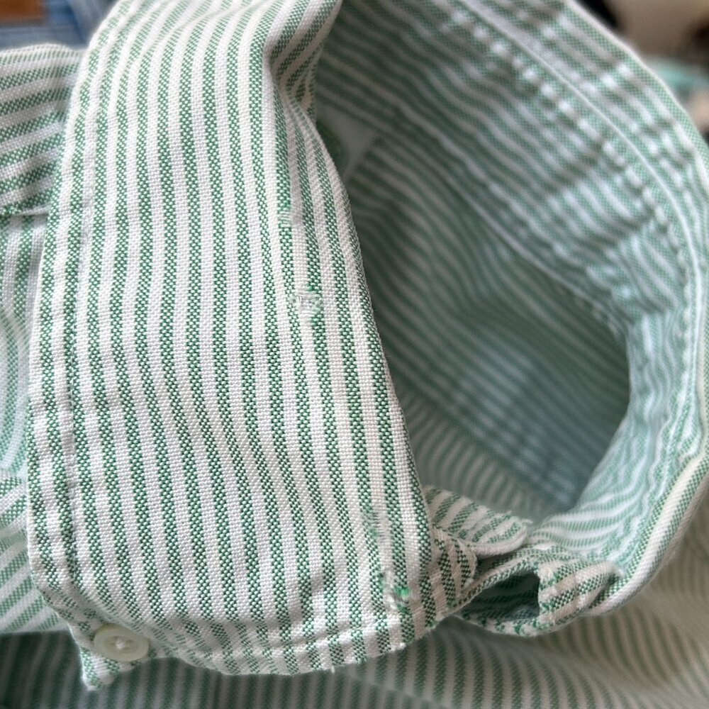 Brooks Brothers Light Green Pinstripe 100% Cotton Button-down Long-sleeve Shirt - Picture 8 of 8